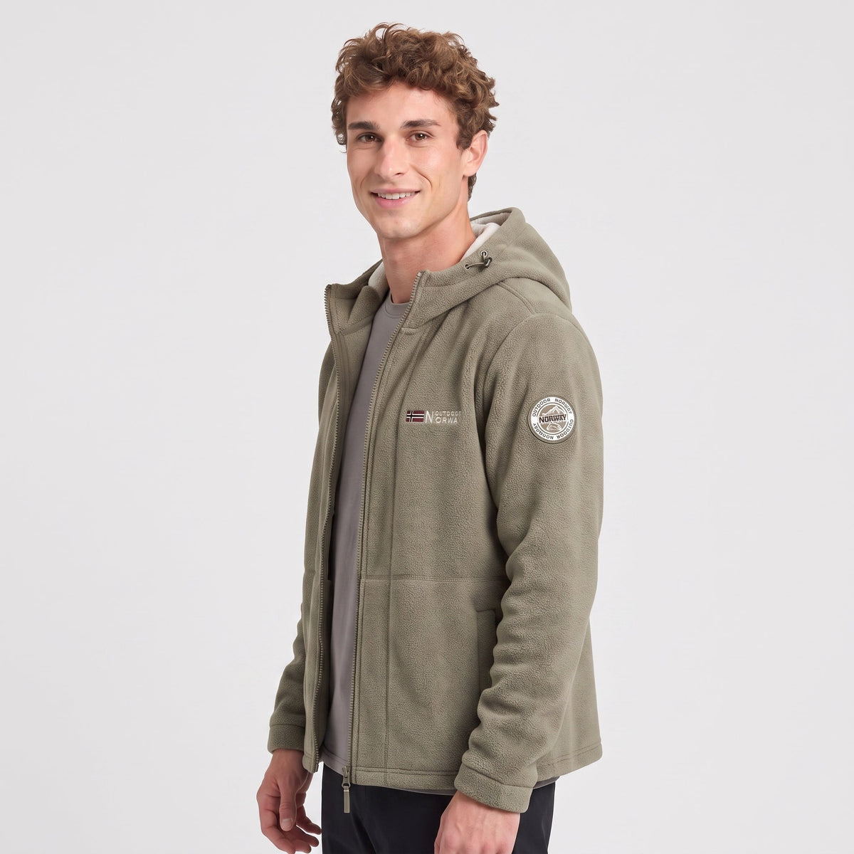 Men's Fleece Jacket - Windproof Hooded Fleece - Walking & Hiking