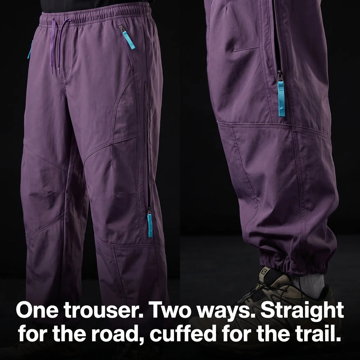 Hiking Trousers - Wide Leg Unisex Walking Trousers, Water-Repellent Softshell