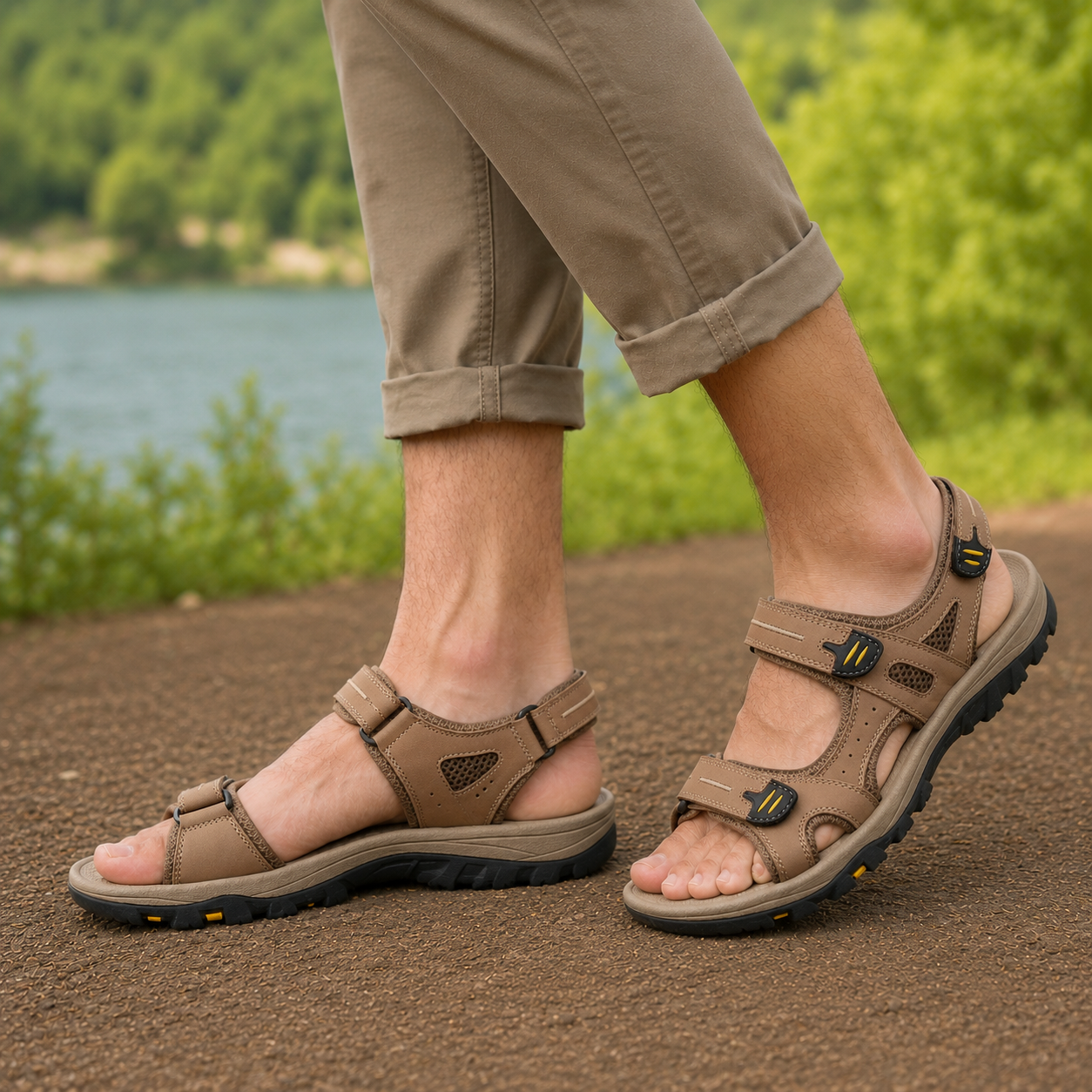 Men’s Wide Toe Box Adjustable Comfort Support Sandals