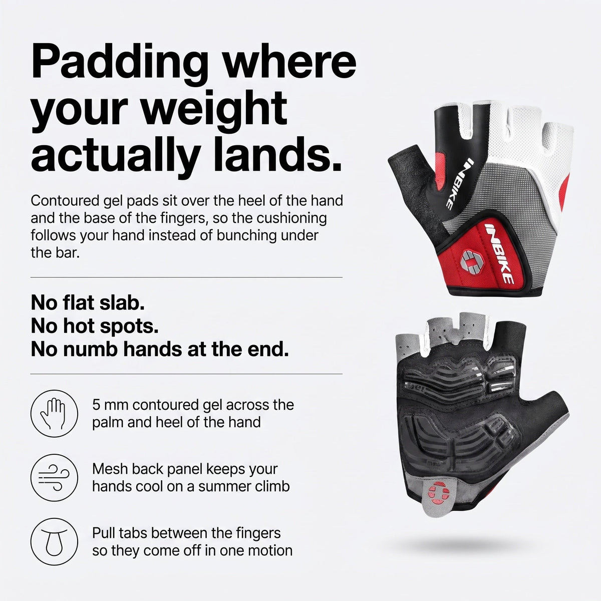 Cycling Gloves - Fingerless Gel Cycling Mitts, MTB Gloves, Bike Gloves