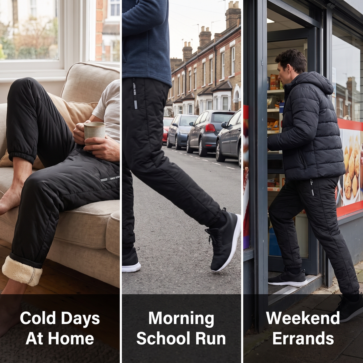 Men's Fleece Lined Trousers - Sherpa Thermal Winter Joggers
