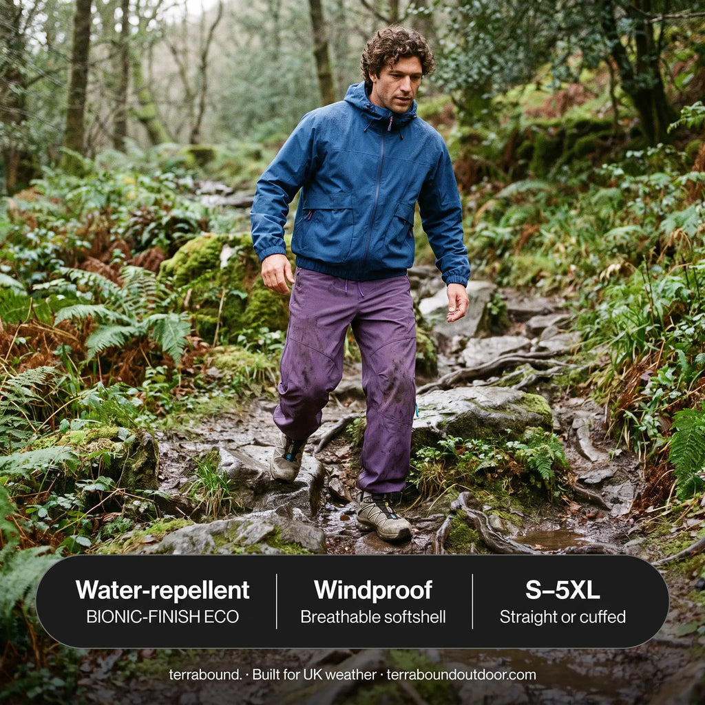 Hiking Trousers - Wide Leg Unisex Walking Trousers, Water-Repellent Softshell