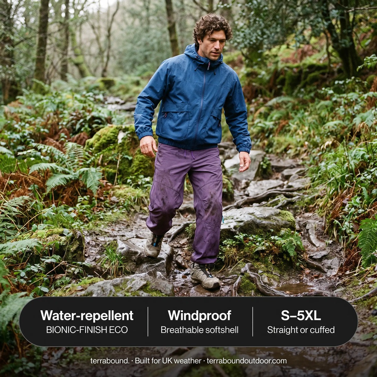 Hiking Trousers - Wide Leg Unisex Walking Trousers, Water-Repellent Softshell