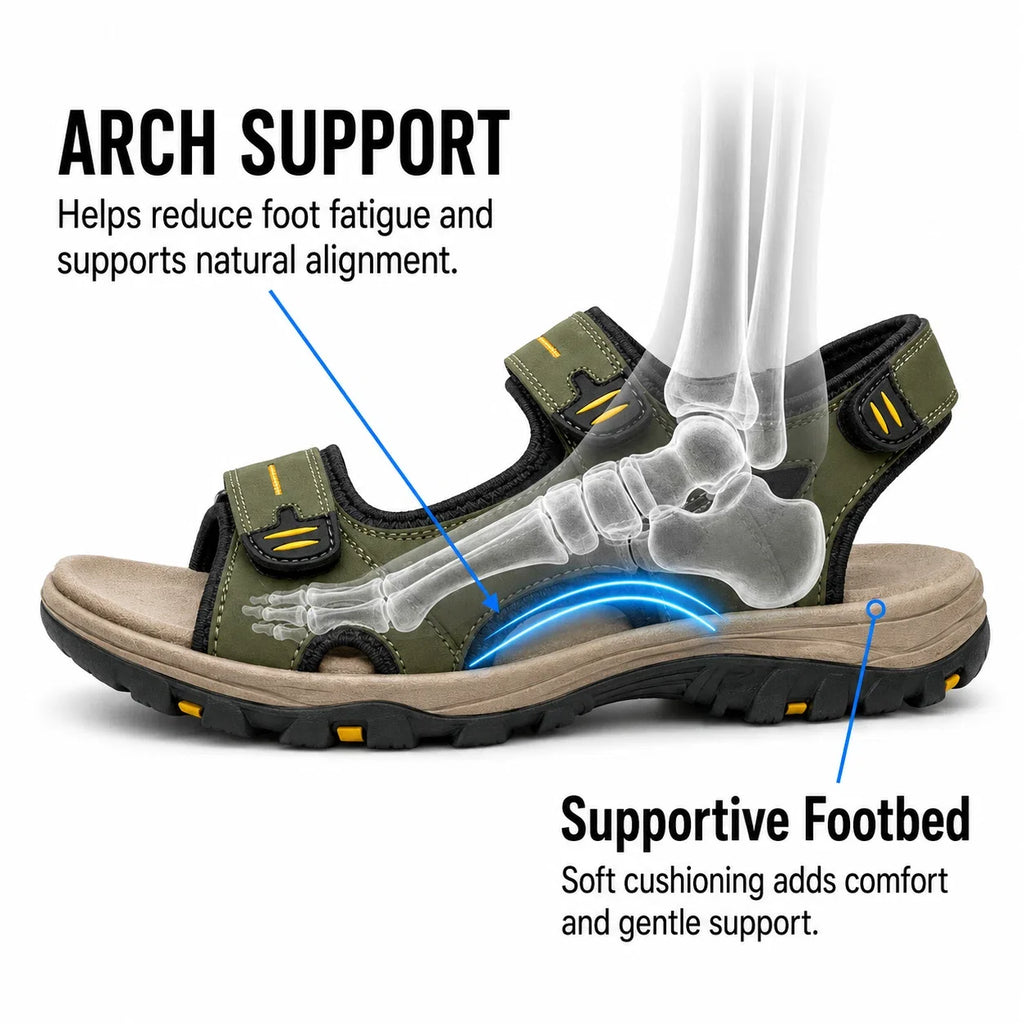 Men’s Wide Toe Box Adjustable Comfort Support Sandals
