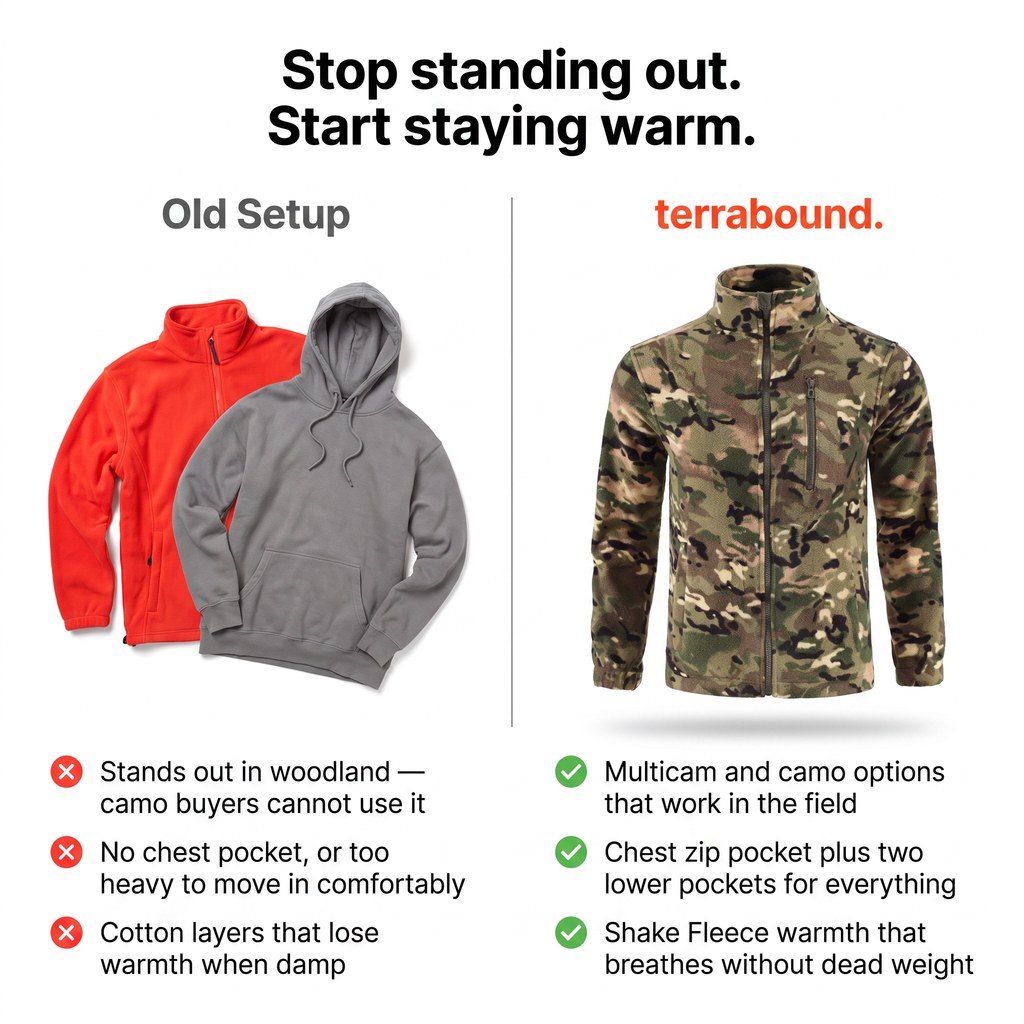 Men's Camo Fleece Jacket – Full Zip Stand Collar Outdoor Fleece
