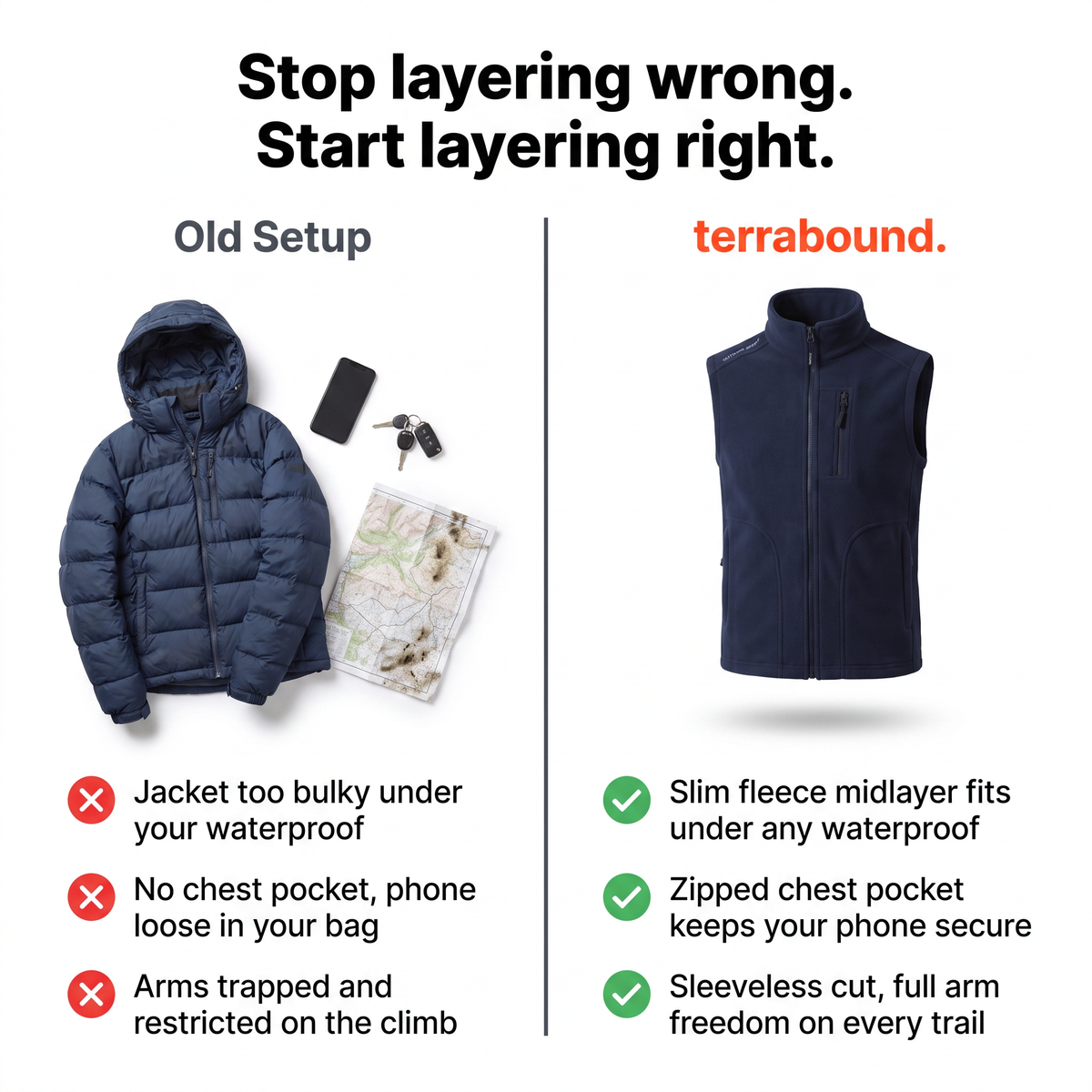 Men's Fleece Gilet - Multi-Pocket - Body Warmer for Hiking & Outdoor