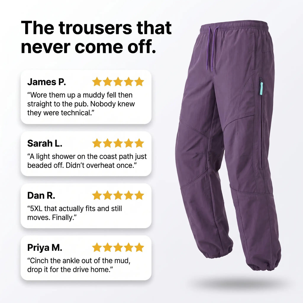 Hiking Trousers - Wide Leg Unisex Walking Trousers, Water-Repellent Softshell