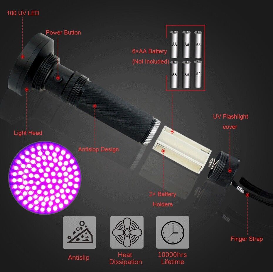 Super Bright UV Flashlight - 395nm Black light