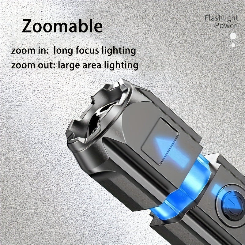 Portable Zoom Torch with Focusable Beam – Compact & Rechargeable Flashlight