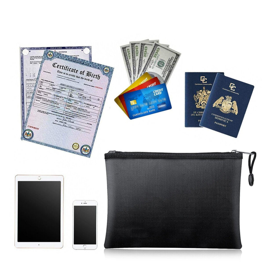 Fireproof & Water Resistant Document Bag – Money & File Safe Storage Pouch
