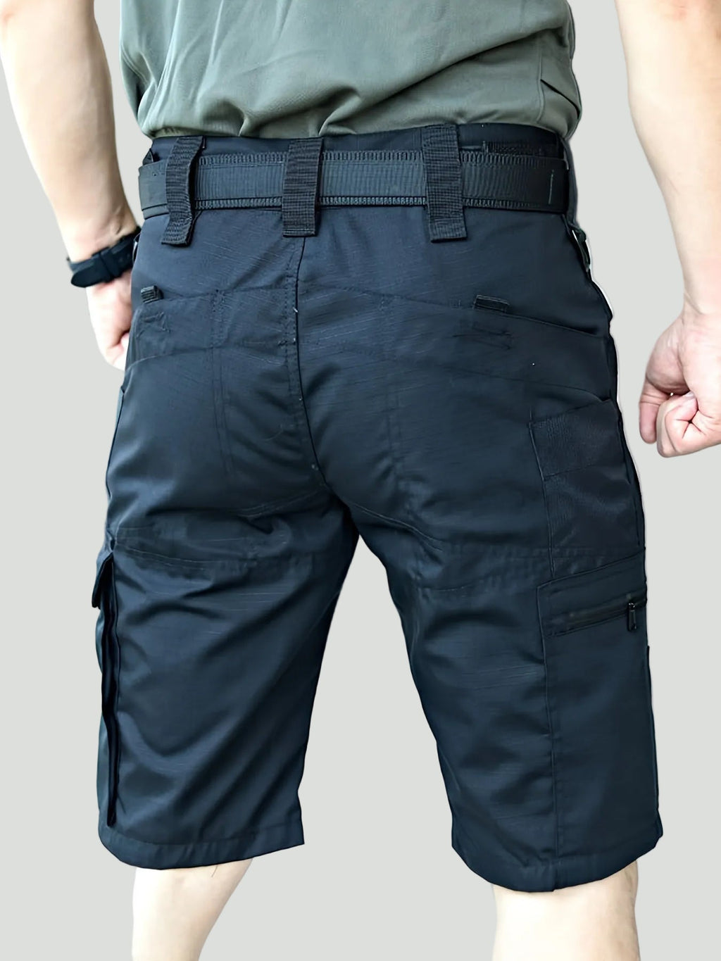 Men's Cargo Shorts - Ripstop Zip Pocket - Long Shorts, Hiking Shorts