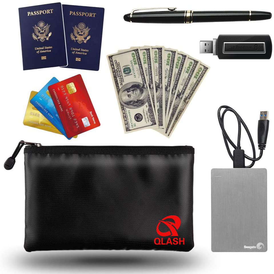 Fireproof & Water Resistant Document Bag – Money & File Safe Storage Pouch
