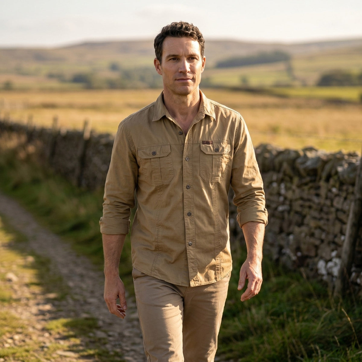Men's Lightweight Long-Sleeve Outdoor Shirt – Durable Cotton Design