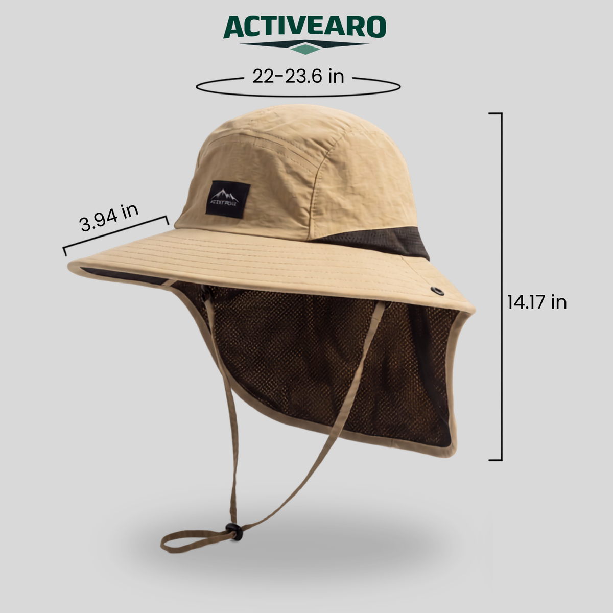 Packable Wide-Brim Fishing Hat – Sun Hat with Neck Flap and Chin Strap