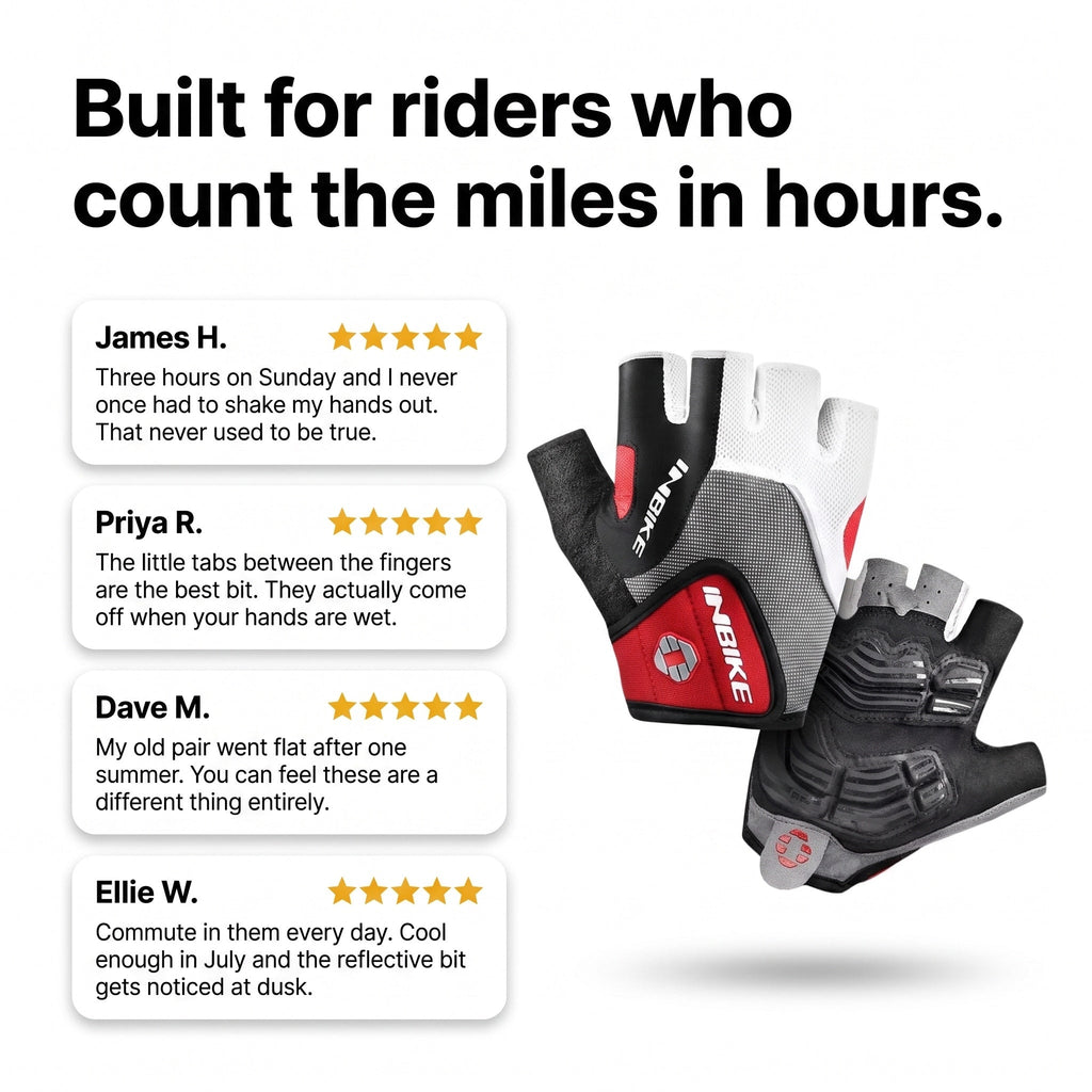 Cycling Gloves - Fingerless Gel Cycling Mitts, MTB Gloves, Bike Gloves
