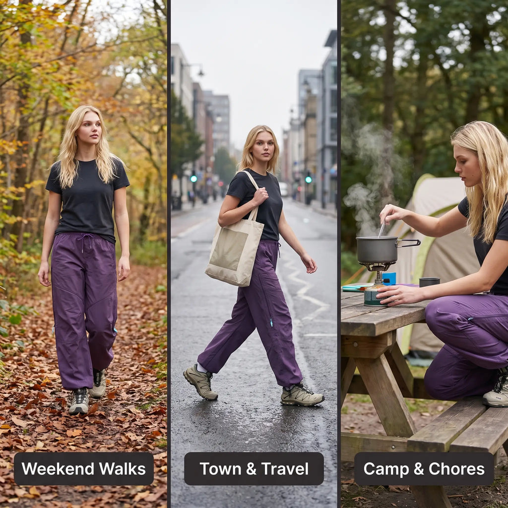 Hiking Trousers - Wide Leg Unisex Walking Trousers, Water-Repellent Softshell