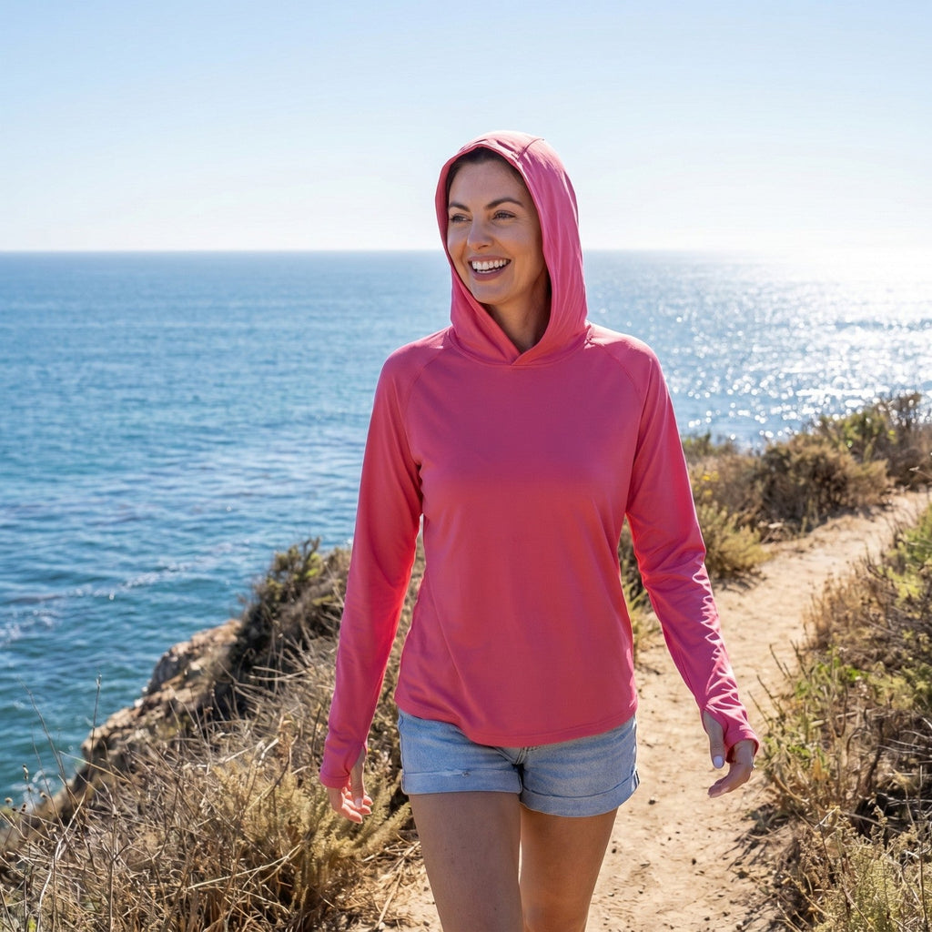 Women's Sun Hoodie - UPF 50+ Lightweight Hooded UV Protection Top