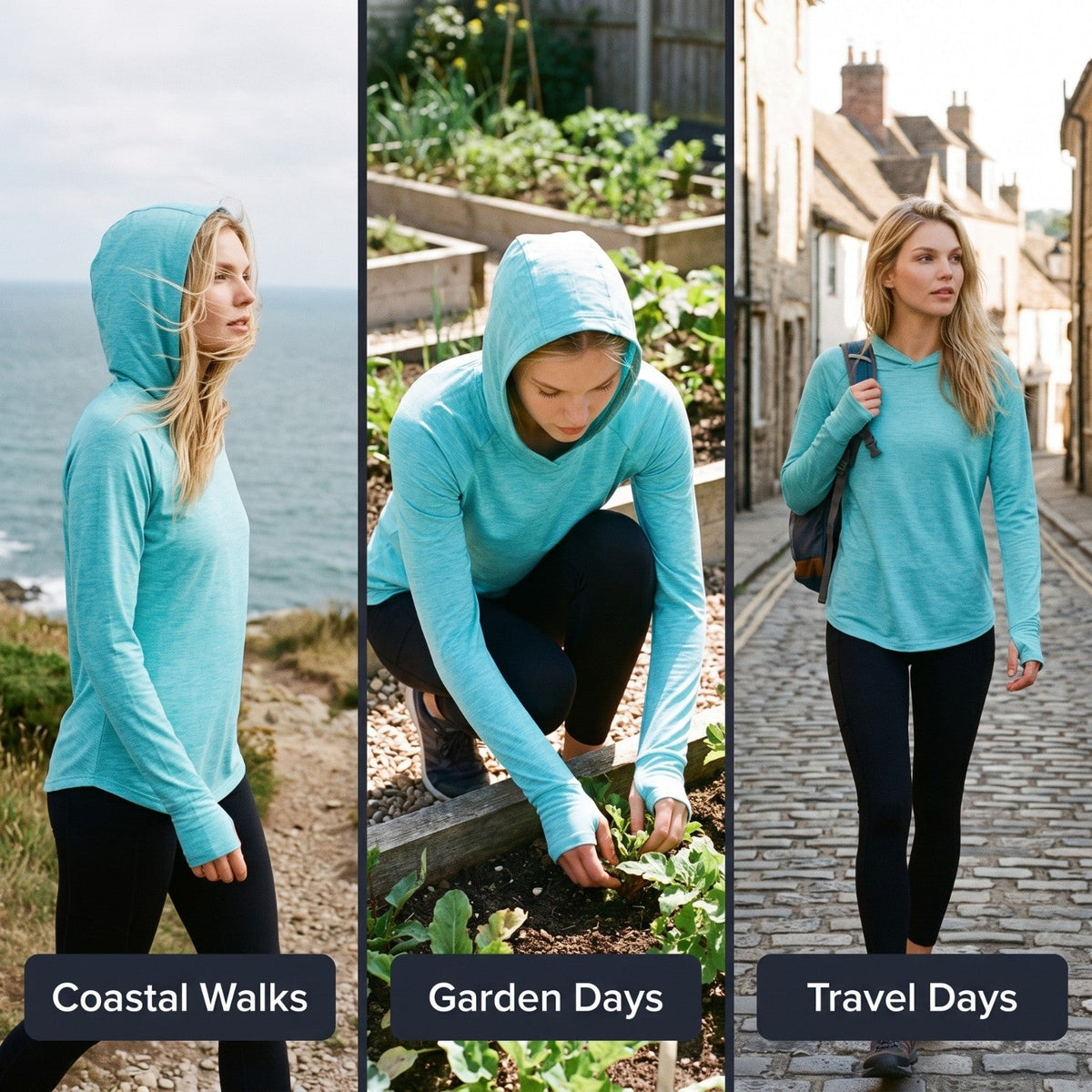 Women's Sun Hoodie - UPF 50+ Midweight Hooded UV Protection Top