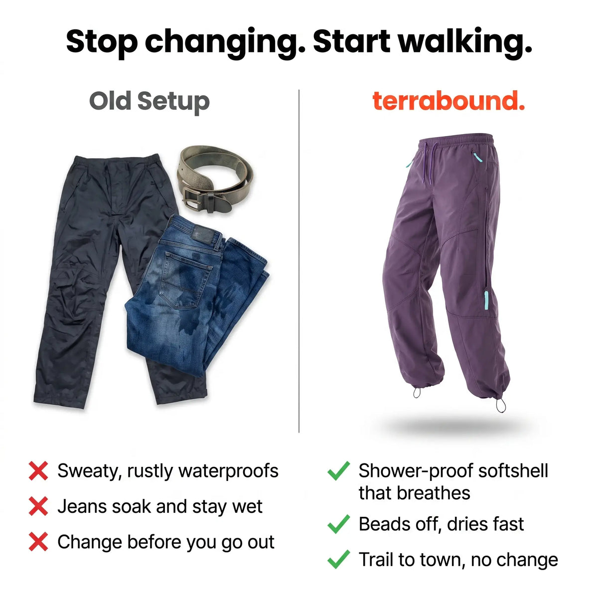 Hiking Trousers - Wide Leg Unisex Walking Trousers, Water-Repellent Softshell