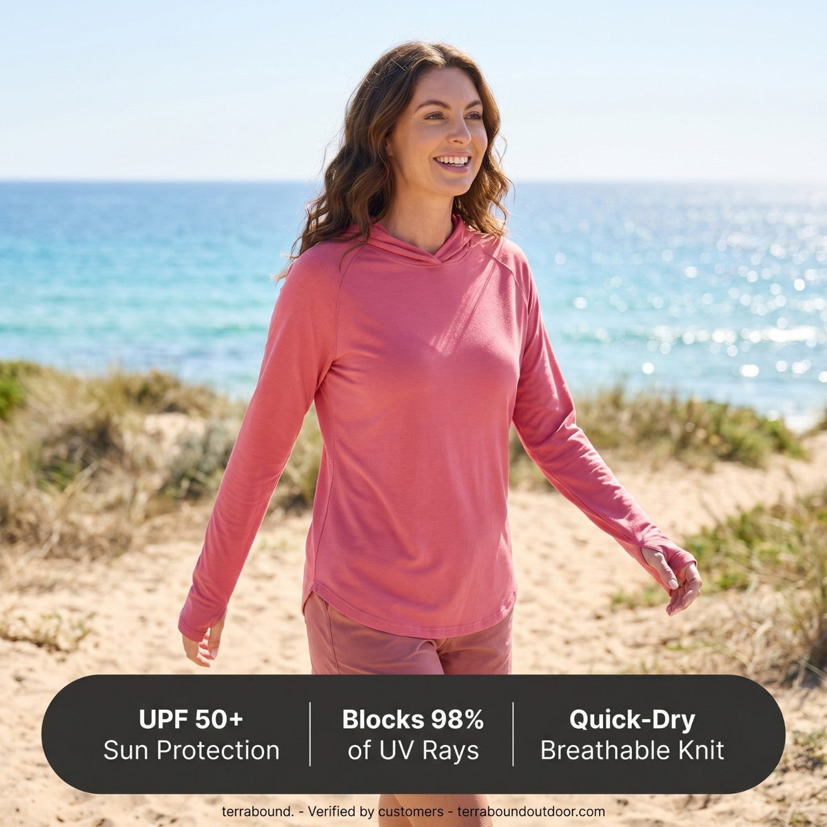 Women's Sun Hoodie - UPF 50+ Lightweight Hooded UV Protection Top