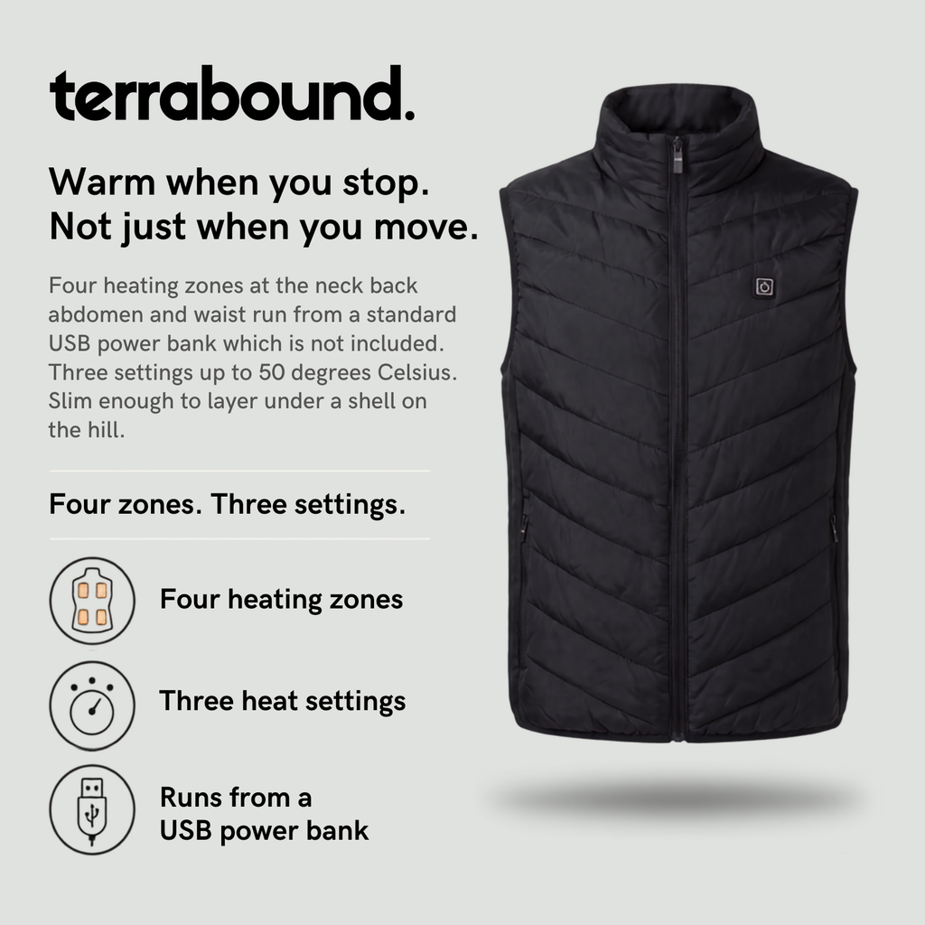 Heated Gilet – USB Powered Body Warmer with Four Heating Zones for Hiking