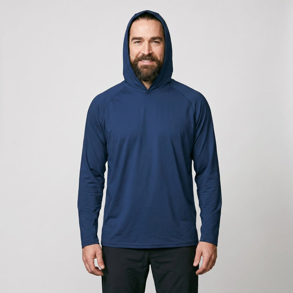 Men's UPF 50+ Sun Hoodie – Lightweight Quick-Dry Hiking & Fishing UV Top with Thumb Loops