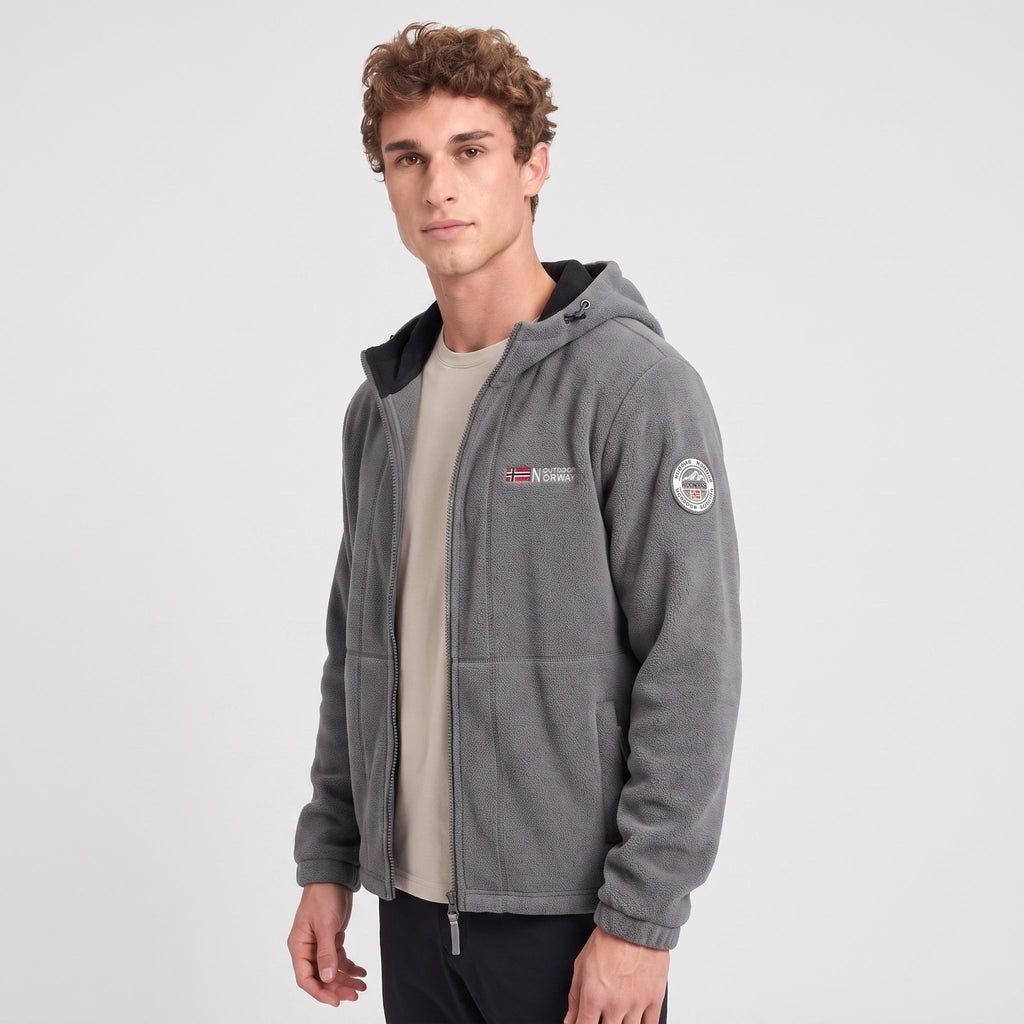 Men's Fleece Jacket - Windproof Hooded Fleece - Walking & Hiking