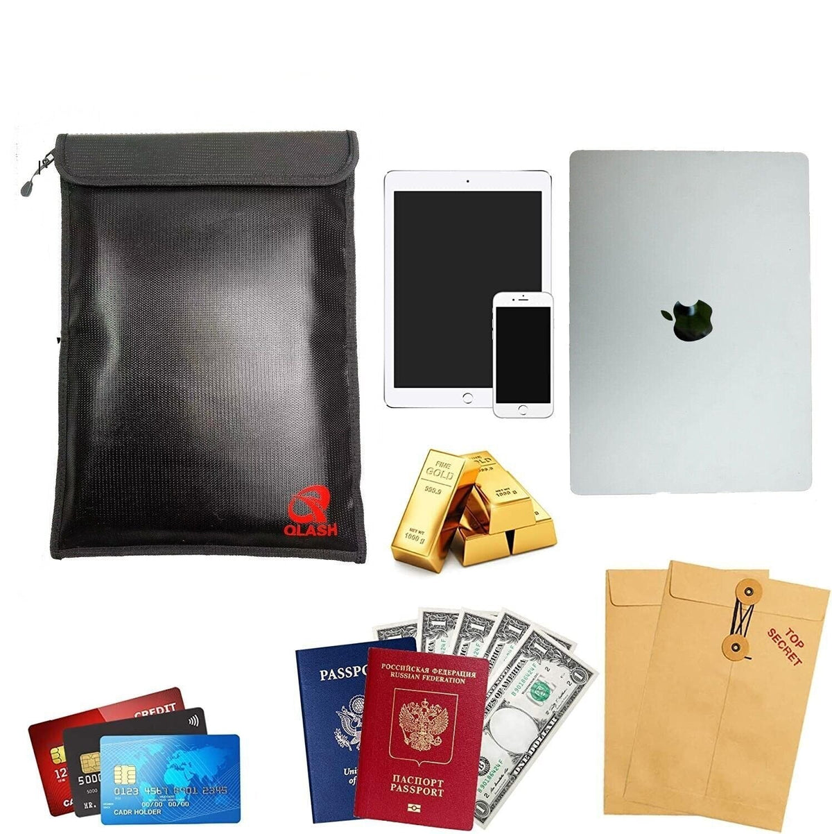 Fireproof & Water Resistant Document Bag – Money & File Safe Storage Pouch