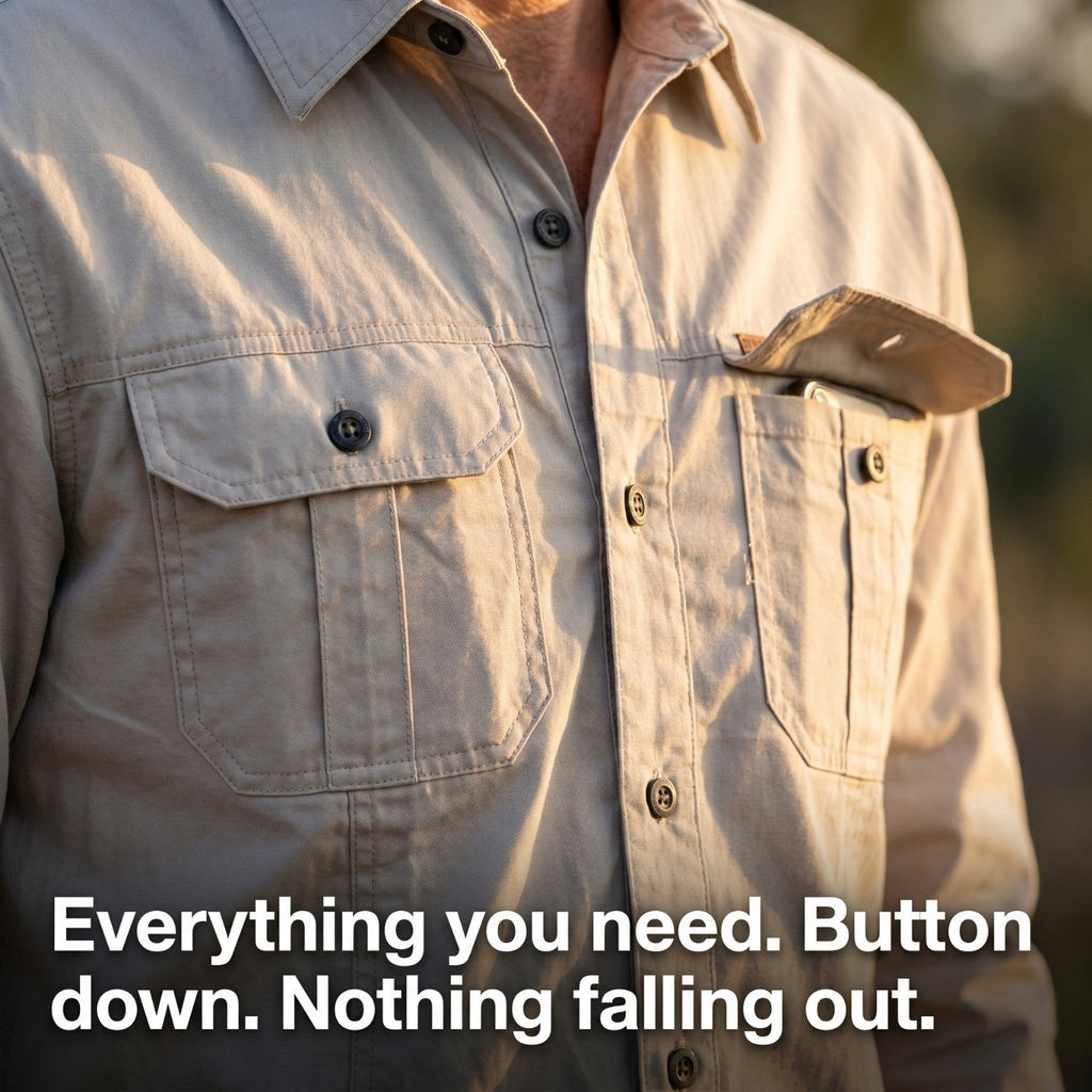 Men's Lightweight Long-Sleeve Outdoor Shirt – Durable Cotton Design