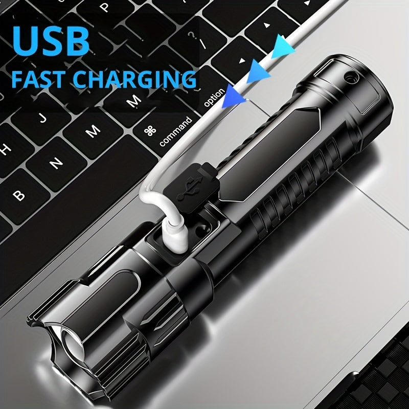 LED Long-Range Zoom Torch – USB Rechargeable Utility Flashlight