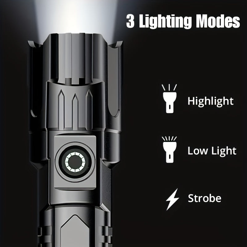LED Long-Range Zoom Torch – USB Rechargeable Utility Flashlight