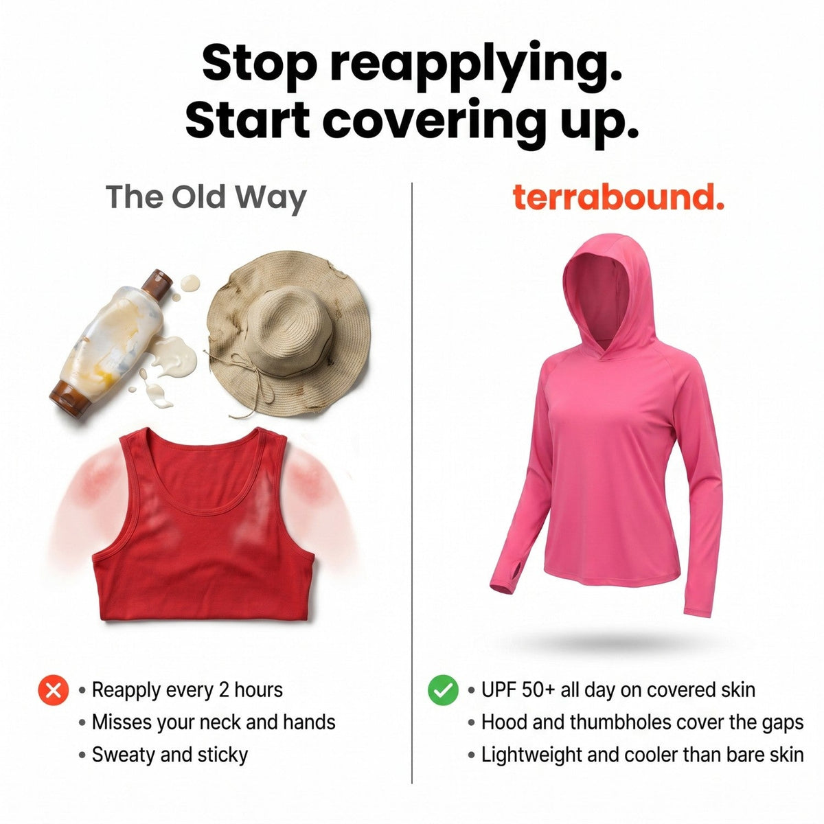 Women's Sun Hoodie - UPF 50+ Lightweight Hooded UV Protection Top