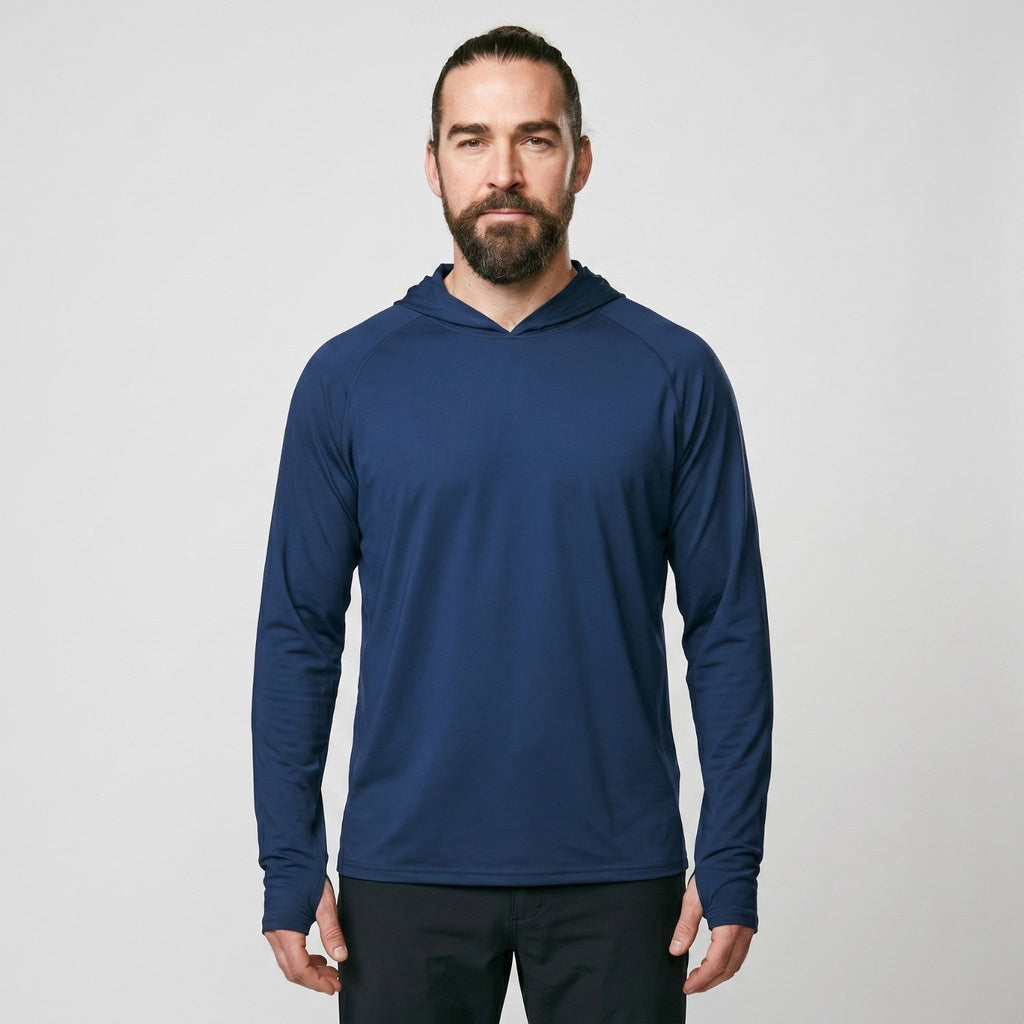 Men's UPF 50+ Sun Hoodie – Lightweight Quick-Dry Hiking & Fishing UV Top with Thumb Loops