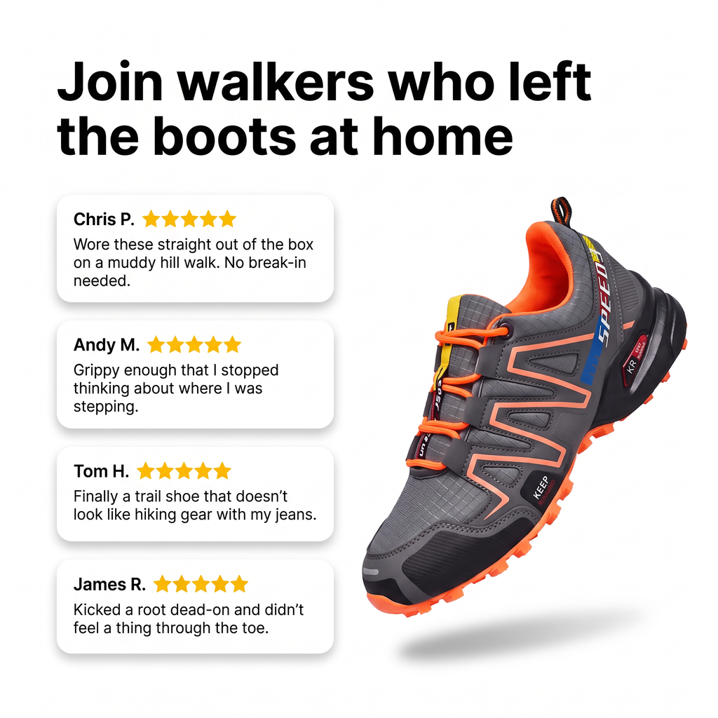 Men's Trail Shoes - Lugged Grip - Lightweight Trail Running Trainers