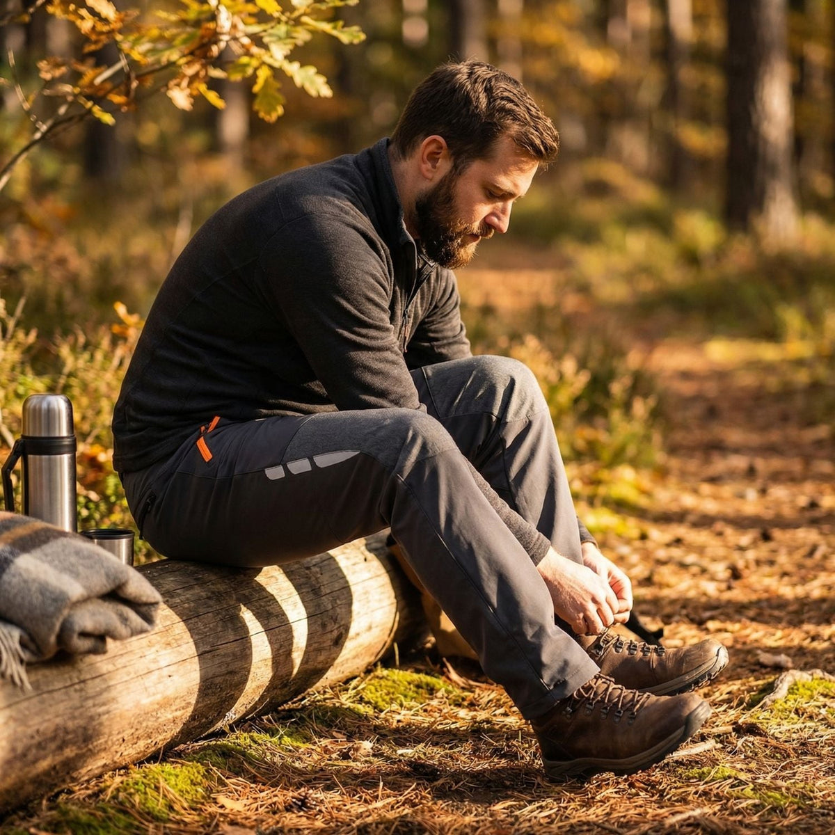 Men's Insulated Hiking Trousers - Fleece Lined Water-Resistant Softshell Trousers for Winter Walking