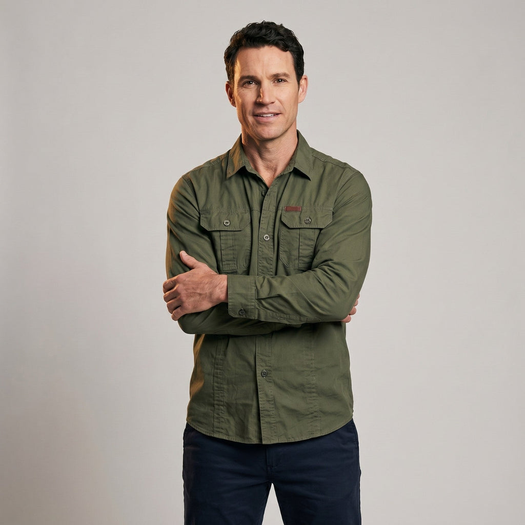 Men's Lightweight Long-Sleeve Outdoor Shirt – Durable Cotton Design