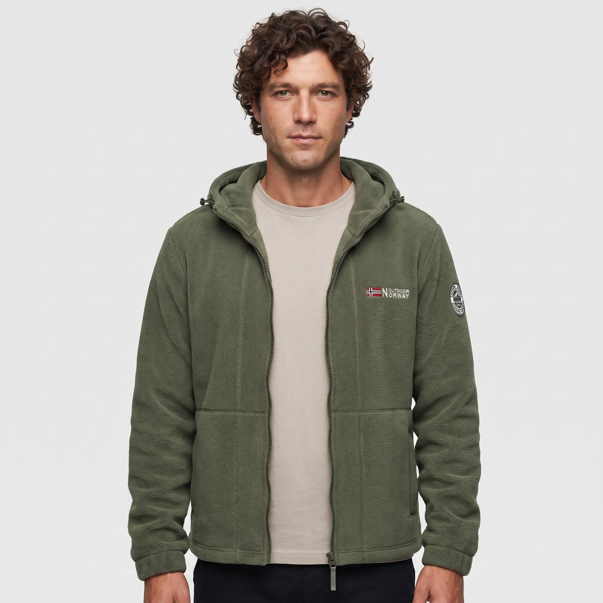 Men's Fleece Jacket - Windproof Hooded Fleece - Walking & Hiking
