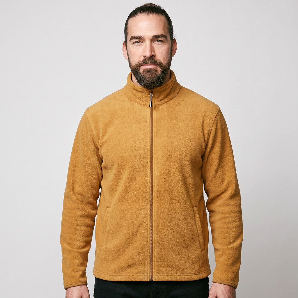 Men's Fleece Jacket - Full-Zip Relaxed Fit - Soft Brushed Fleece