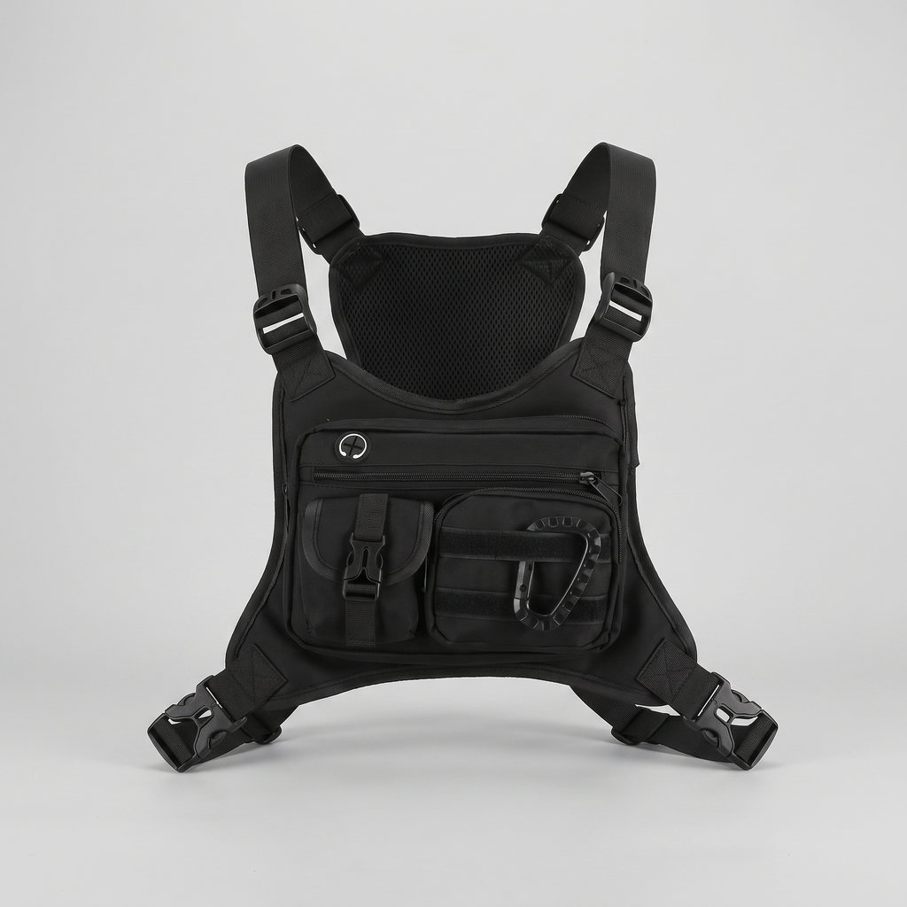 Men's Chest Bag - Multi-Pocket Chest Rig for Hiking and Dog Walking
