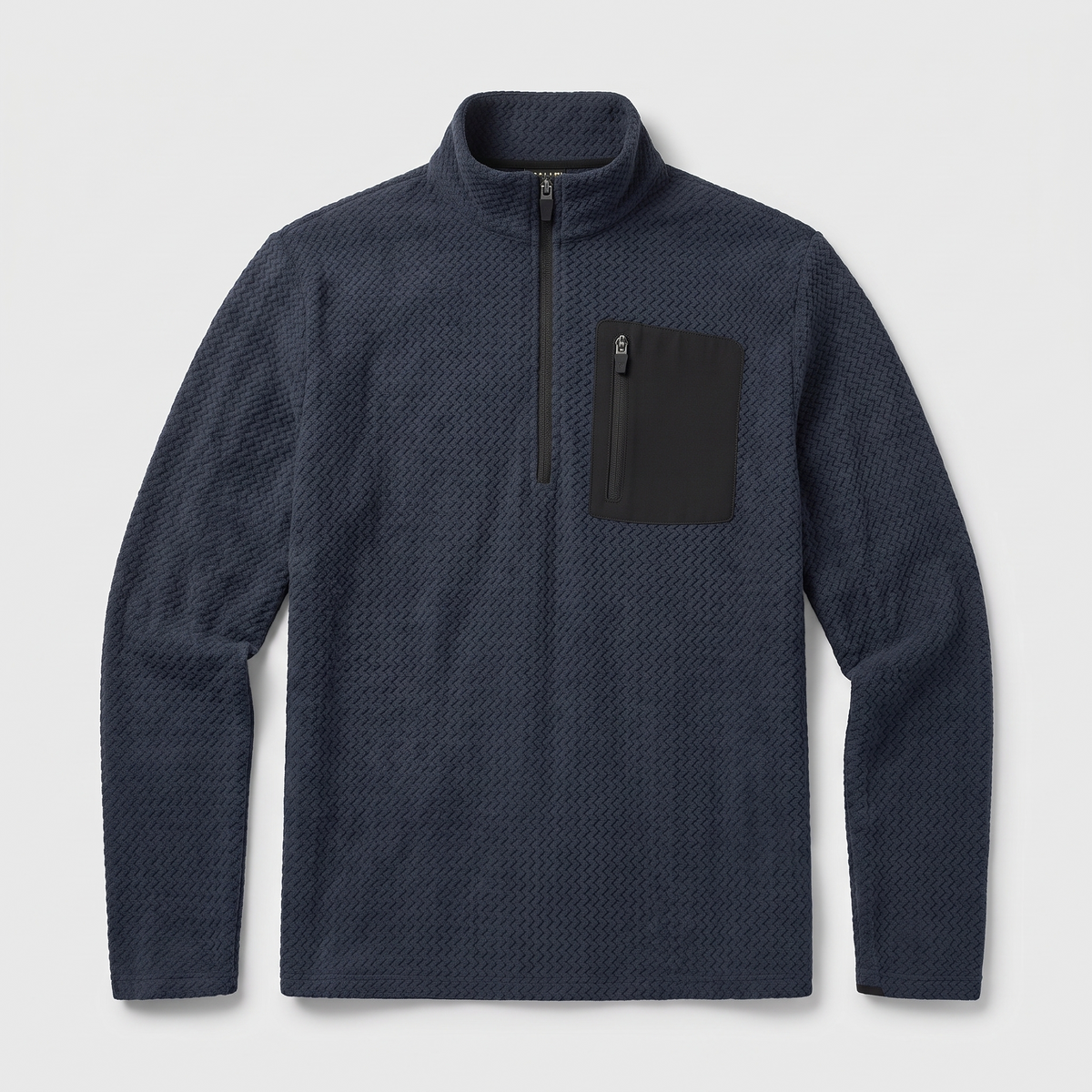 Men's Quarter Zip Jumper - Textured Fleece Mid Layer with Chest Pocket