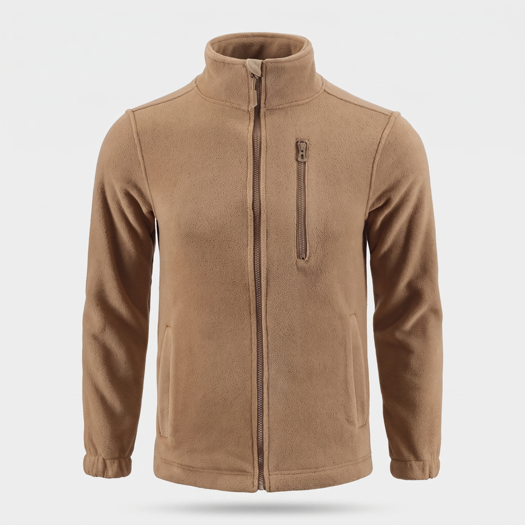 Men's Camo Fleece Jacket – Full Zip Stand Collar Outdoor Fleece