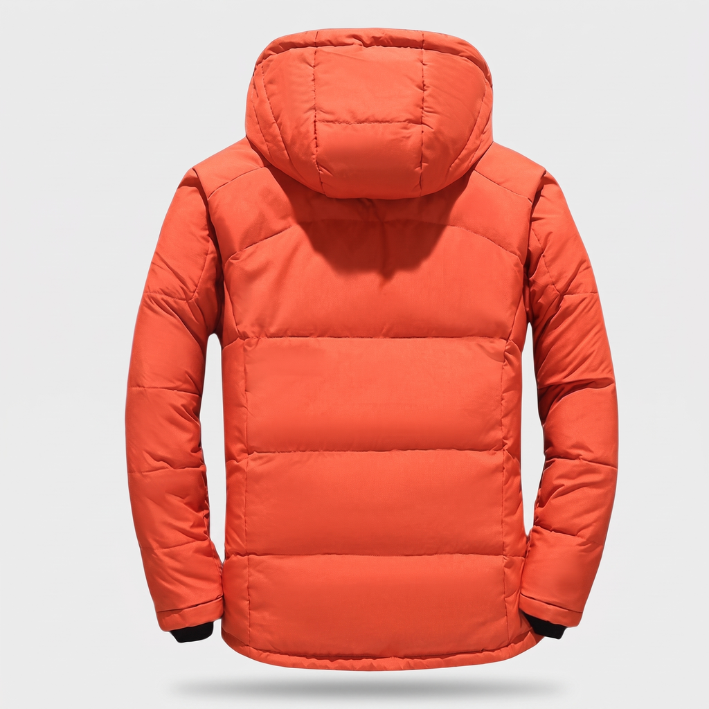 Men's Puffer Jacket - 7-Pocket Hooded Down Jacket for Winter