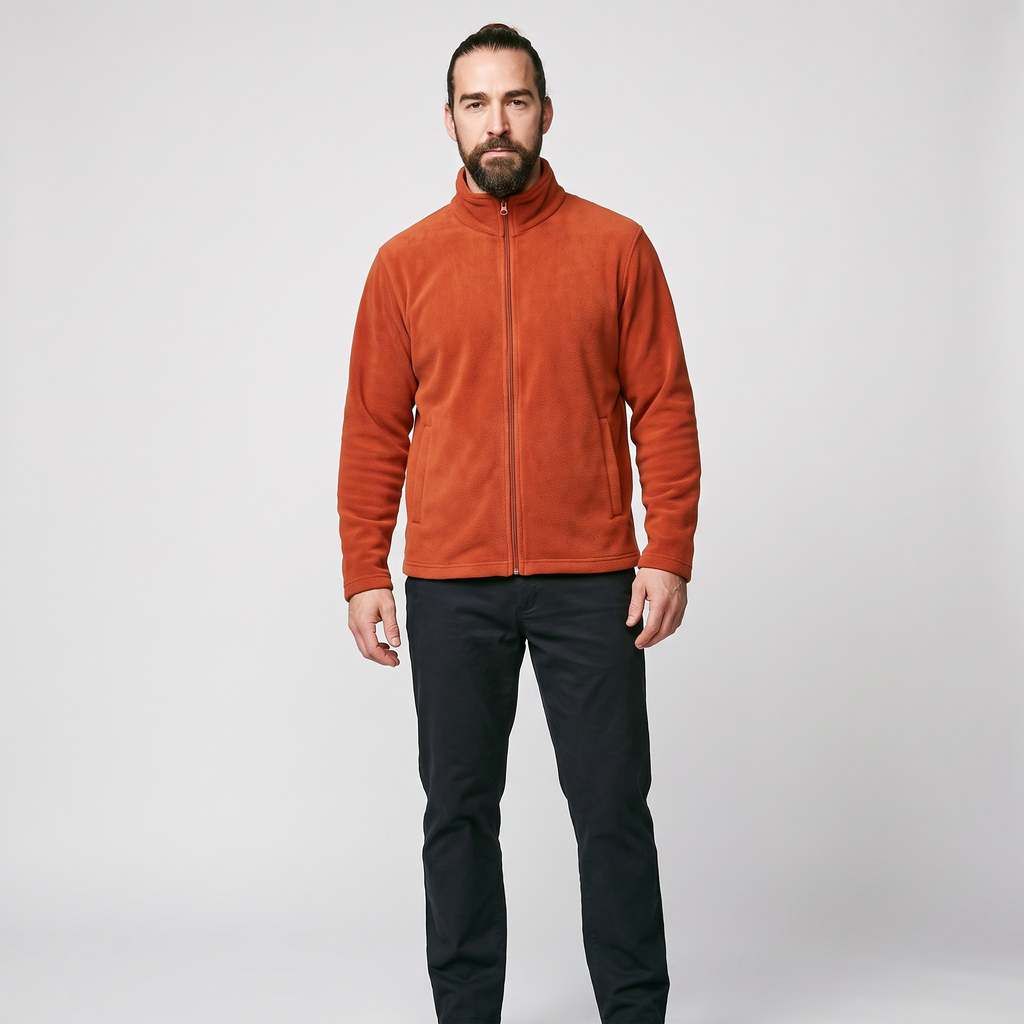 Men's Fleece Jacket - Full-Zip Relaxed Fit - Soft Brushed Fleece