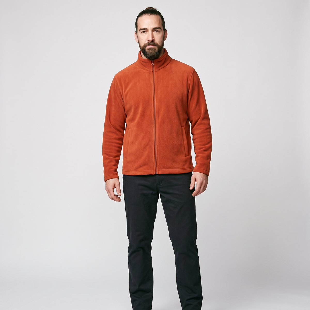 Men's Fleece Jacket - Full-Zip Relaxed Fit - Soft Brushed Fleece