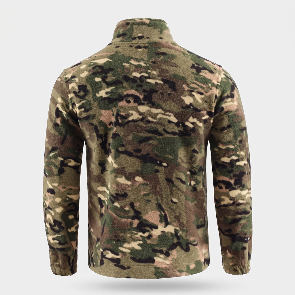 Men's Camo Fleece Jacket – Full Zip Stand Collar Outdoor Fleece
