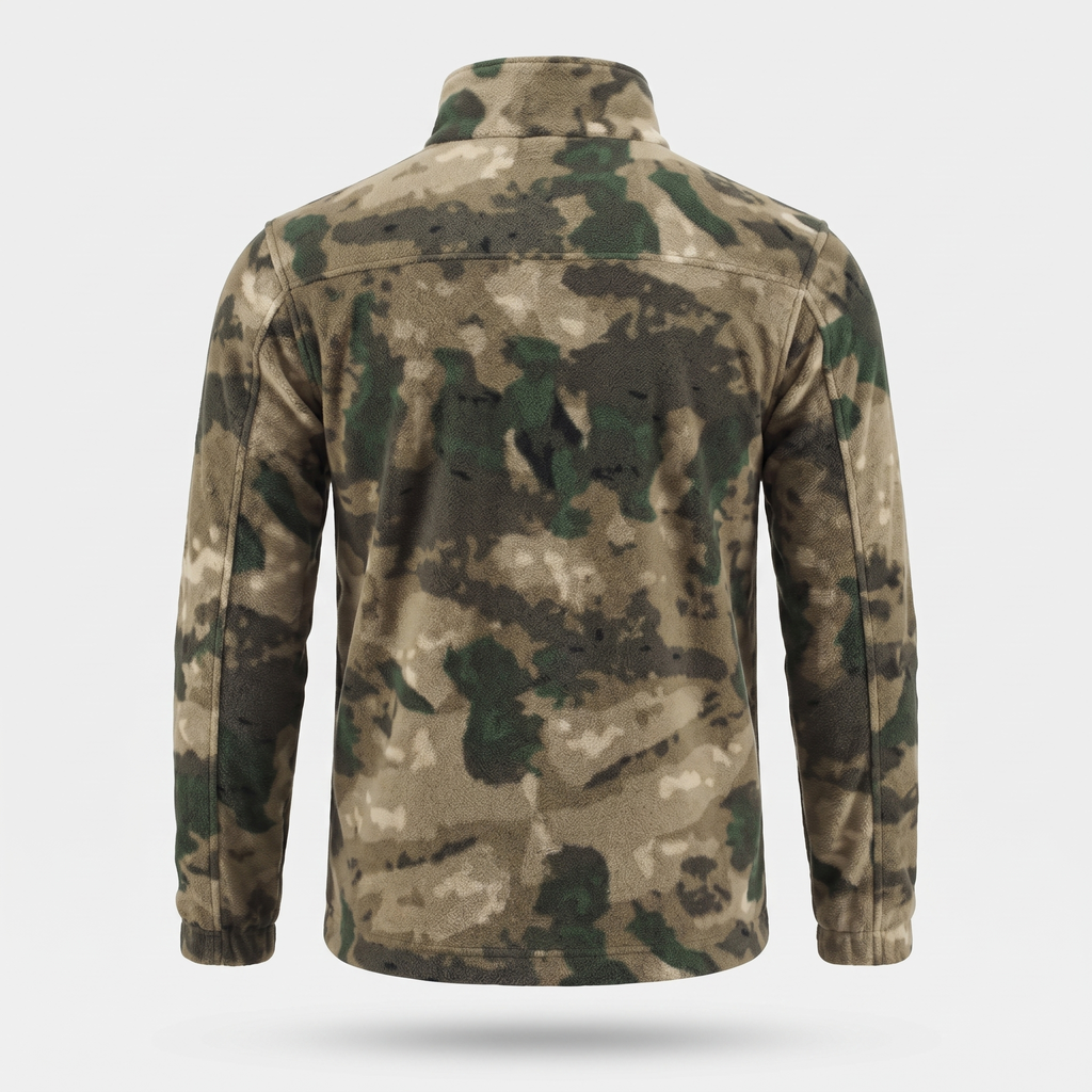 Men's Camo Fleece Jacket – Full Zip Stand Collar Outdoor Fleece