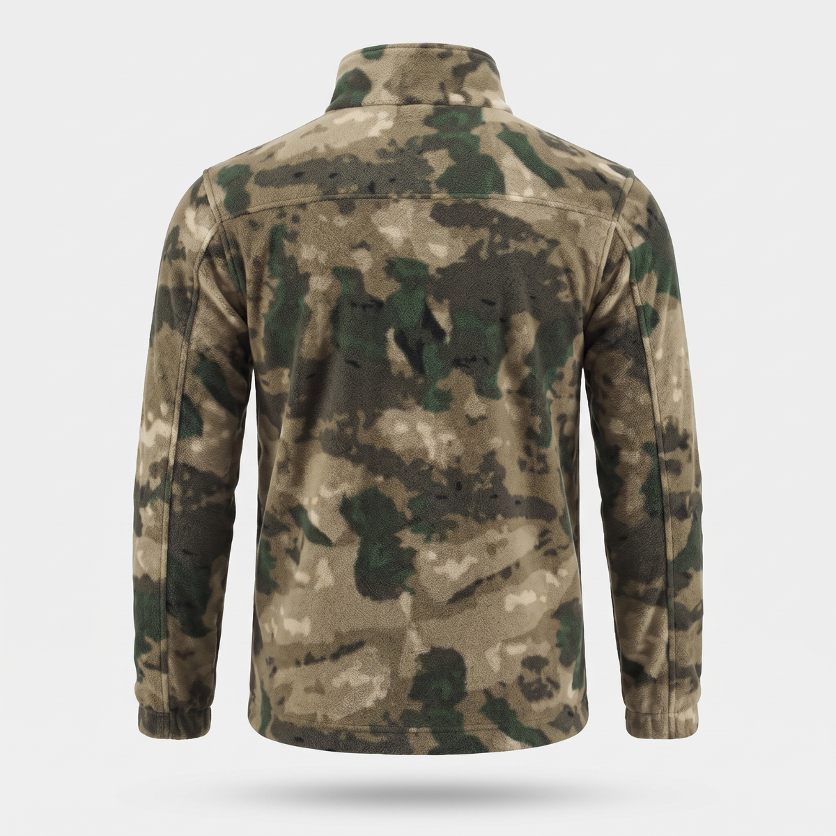 Men's Camo Fleece Jacket – Full Zip Stand Collar Outdoor Fleece