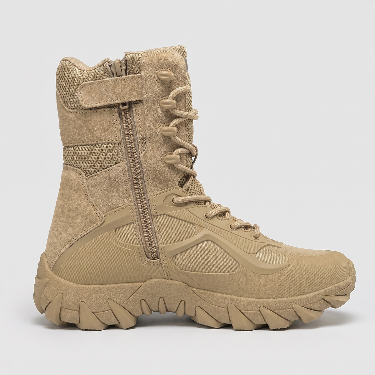 Men's Walking Boots - Side Zip Lace-Up Hiking Boots with Grip Sole