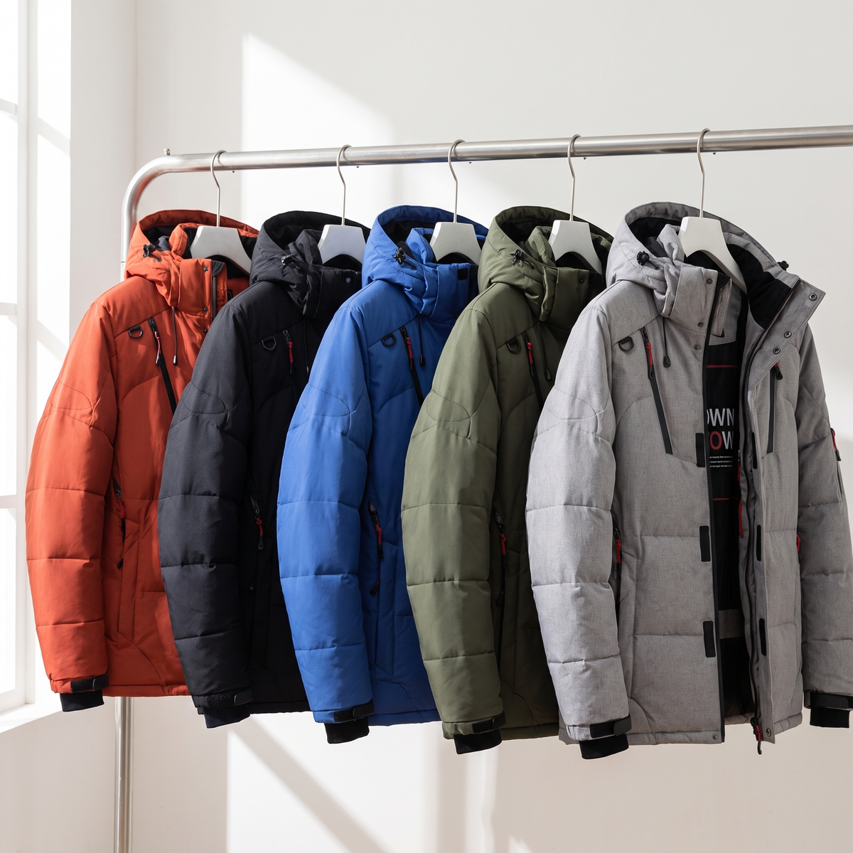 Men's Puffer Jacket - 7-Pocket Hooded Down Jacket for Winter