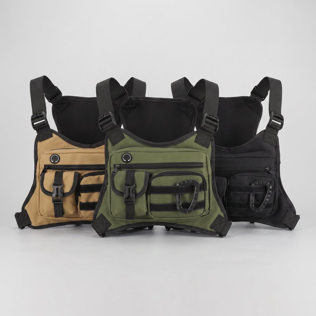 Men's Chest Bag - Multi-Pocket Chest Rig for Hiking and Dog Walking